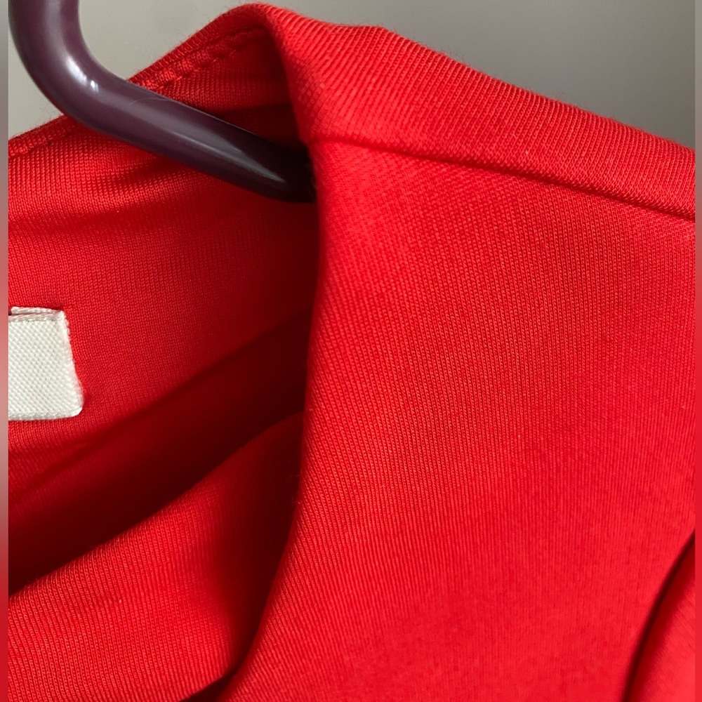 Halston Heritage Red Cut Out Bateau Neckline knee length Dress 3/4 Sleeve US 4 - Picture 9 of 16